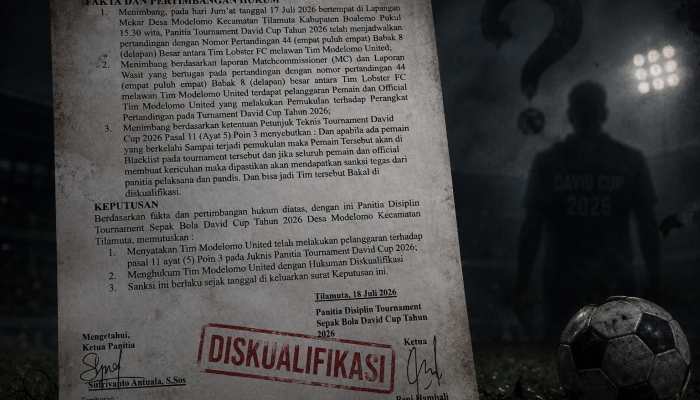 Beredar Surat Keputusan Diskualifikasi David Cup, Publik Pertanyakan Konsistensi Penyelenggaraan Kompetisi
